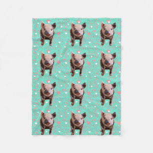 Couverture Polaire Porc mignon - remous de bleu et de rose