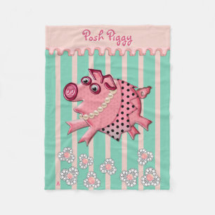 Couverture Polaire Porcins snob dans le rose sur le vert de lucite