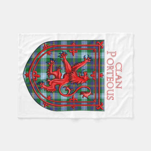 Couverture Polaire Porteous Tartan Scottish Plaid Lion Rampant (Devant (Horizontal))