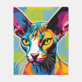 Couverture Polaire Portrait Chat Sphynx Pop Art (Devant)