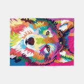 Couverture Polaire Portrait couleur Pop Art Wolf (Devant (Horizontal))
