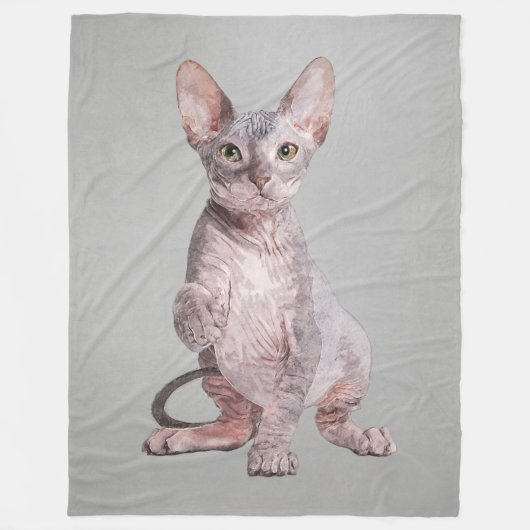Couverture Polaire Portrait d'animal familier de chaton de Sphynx (Devant)