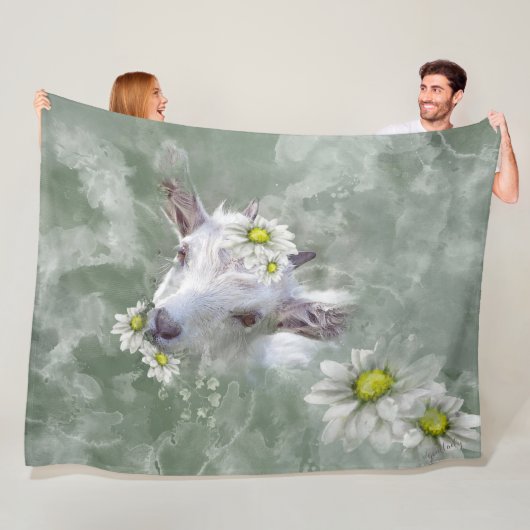 Couverture Polaire Portrait d'aquarelle de la chèvre de bébé (En situation)