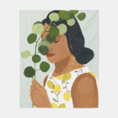 Couverture Polaire Portrait de botanique - femme avec la verdure (Devant)