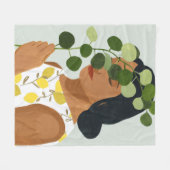 Couverture Polaire Portrait de botanique - femme avec la verdure (Devant (Horizontal))