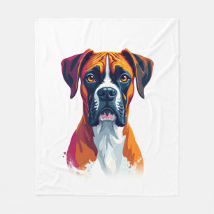 Couverture Polaire Portrait de Boxer Vintage Éclaboussure de Couleur