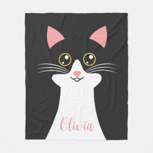 Couverture Polaire Portrait de chat noir mignon du milieu du siècle