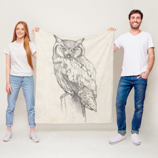 Couverture Polaire Portrait de hibou - Croquis (En situation)