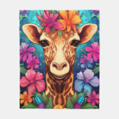 Couverture Polaire Portrait de la Giraffe florale-9322 (Devant)