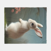 Couverture Polaire Portrait de lapin mignon (Devant (Horizontal))