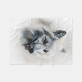 Couverture Polaire Portrait de loup blanc (Devant (Horizontal))