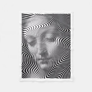 Couverture Polaire Portrait de vague d'illusion optique abstrait Blan