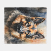 Couverture Polaire Portrait d'encre bergère allemand (Devant (Horizontal))