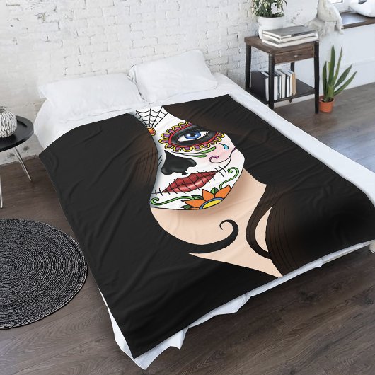 Couverture Polaire Portrait du crâne de sucre Rosa