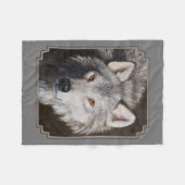 Couverture Polaire Portrait du visage du loup de bois gris (Devant (Horizontal))