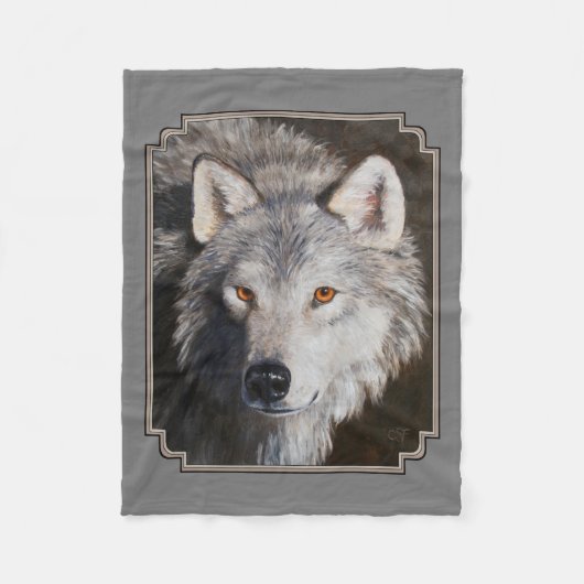 Couverture Polaire Portrait du visage du loup de bois gris (Devant)