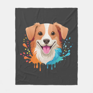 Couverture Polaire Portrait d'un chien mignon avec des couleurs fluid