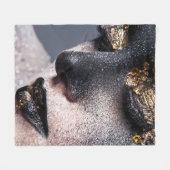 Couverture Polaire Portrait Gold Black Artistic Makeup Luxury Beauty (Devant (Horizontal))