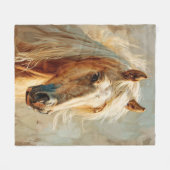 Couverture Polaire Portrait Palomino Horse (Devant (Horizontal))