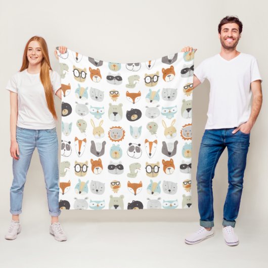 Couverture Polaire Portraits animaux mignons amicaux des visages | (En situation)