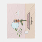 Couverture Polaire Pose Arbre Yoga Vrikshasana Femme Avec Nom Personn (Devant)