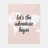 Couverture Polaire Positive rose Commençons l'aventure Carte du Monde (Devant)