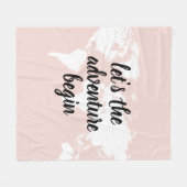 Couverture Polaire Positive rose Commençons l'aventure Carte du Monde (Devant (Horizontal))