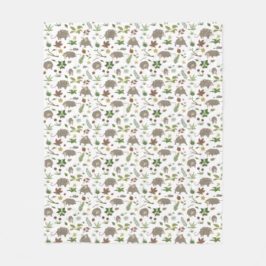 Couverture Polaire Possum dans un champ de Berry en blanc (Devant)