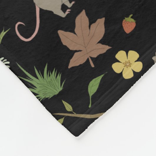 Couverture Polaire Possum dans un champ de Berry en noir (Coin)
