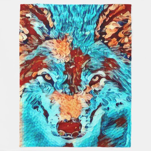Couverture Polaire Post impressionnisme Wild Wolf Art spirituel (Devant)