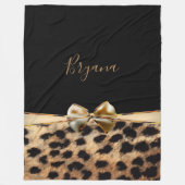 Couverture Polaire Poster de animal Cheetah Leopard Black & Gold Bow (Devant)