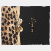 Couverture Polaire Poster de animal Cheetah Leopard Black & Gold Bow (Devant (Horizontal))