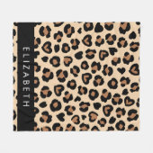 Couverture Polaire Poster de animal, Léopard Brown, Coeurs, Votre Nom (Devant (Horizontal))