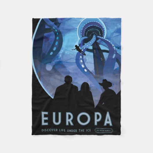 Couverture Polaire Poster de voyage Retro Space - Jupiter's Moon Euro (Devant)