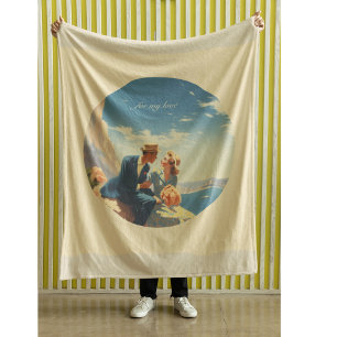 Couverture Polaire Poster Vintage voyage, Valentine personnalisable