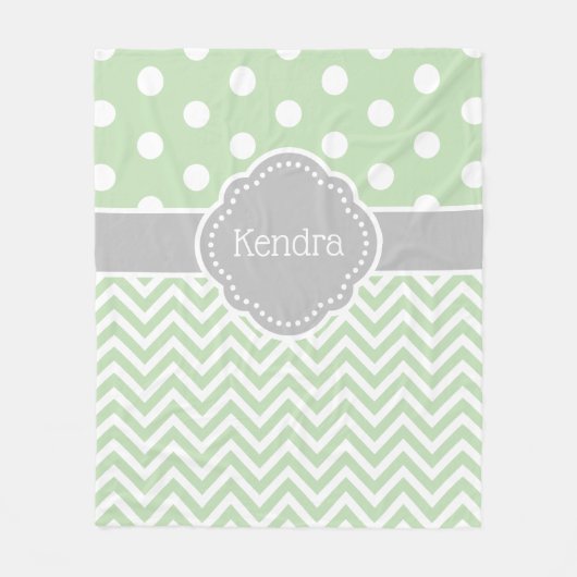 Couverture Polaire Pote vert et gris Pointe Chevron Monogramme (Devant)