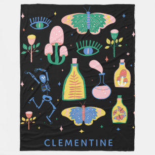 Couverture Polaire Potion magique de cuisine colorée en noir personn