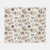 Couverture Polaire Pots de thé vintages et fleurs (Devant (Horizontal))