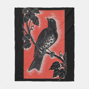 Couverture Polaire poule noire avec rouge