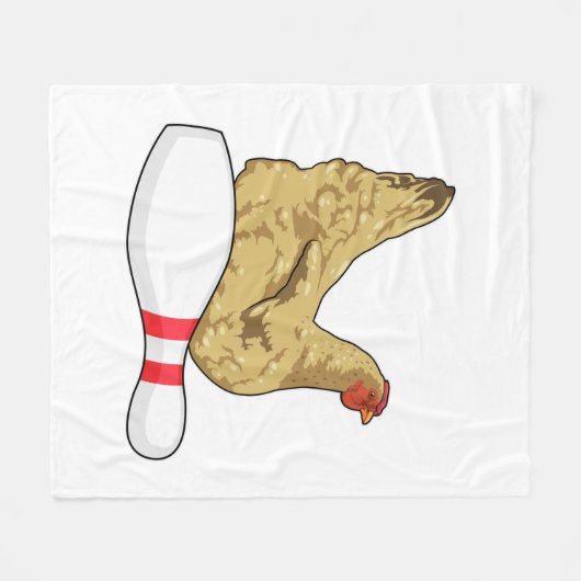 Couverture Polaire Poulet au Bowling avec épingle de Bowling (Devant (Horizontal))