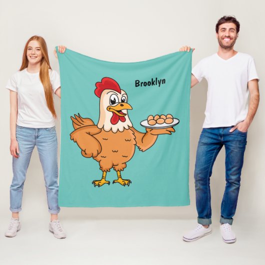 Couverture Polaire Poulet avec oeufs sur plaque de dessin animé (En situation)