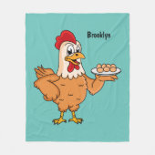 Couverture Polaire Poulet avec oeufs sur plaque de dessin animé (Devant)