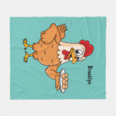 Couverture Polaire Poulet avec oeufs sur plaque de dessin animé (Devant (Horizontal))