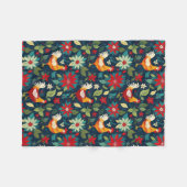 Couverture Polaire Poulets Et Poinsettias De La Ferme De Noël (Devant (Horizontal))