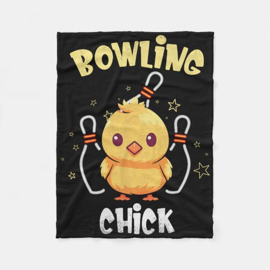 Couverture Polaire Poulette de bowling Athlète de poulet drôle Quille (Devant)