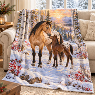 Couverture Polaire Pouliche et poulain Appaloosa dans les trembles en