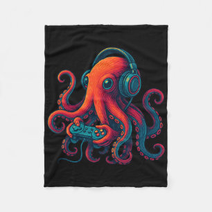 Couverture Polaire Poulpe de jeu avec casque drôle de jeux vidéo G