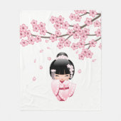 Couverture Polaire Poupée blanche Kimono Kokeshi - mignonne Geisha Gi (Devant)