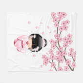 Couverture Polaire Poupée blanche Kimono Kokeshi - mignonne Geisha Gi (Devant (Horizontal))