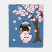 Couverture Polaire Poupée blanche Kimono Kokeshi - mignonne Geisha Gi (Devant)